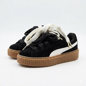 Puma Suede Platform Sneakers‎ in Black & White with Gum Sole